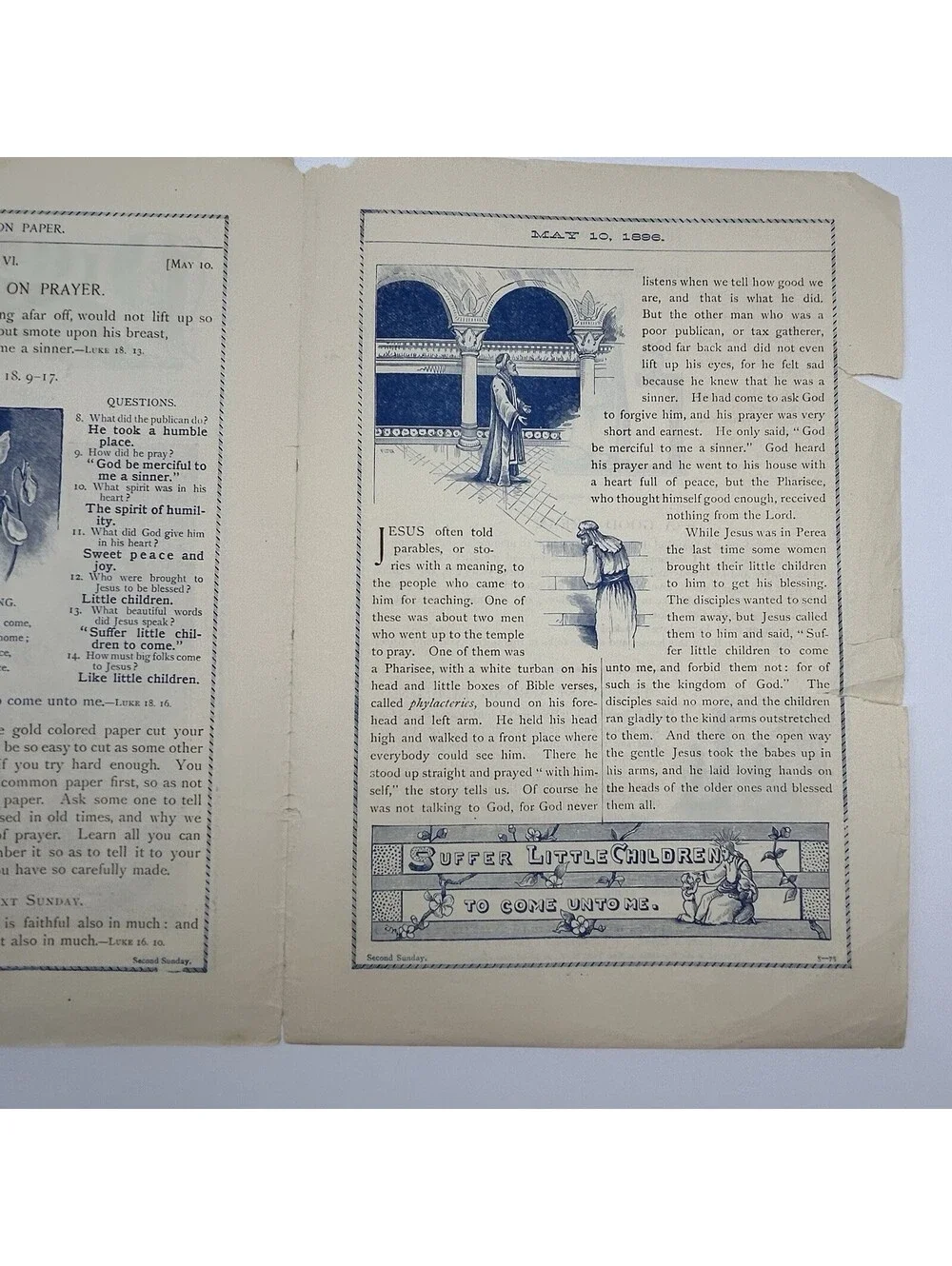 Antique 1896 Picture Lesson Paper Victorian Child Dog Engraving Print Art    C21